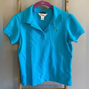 Ladies’ Lilly Pulitzer Shrunken Polo Bright Blue/Lime Green Size XS